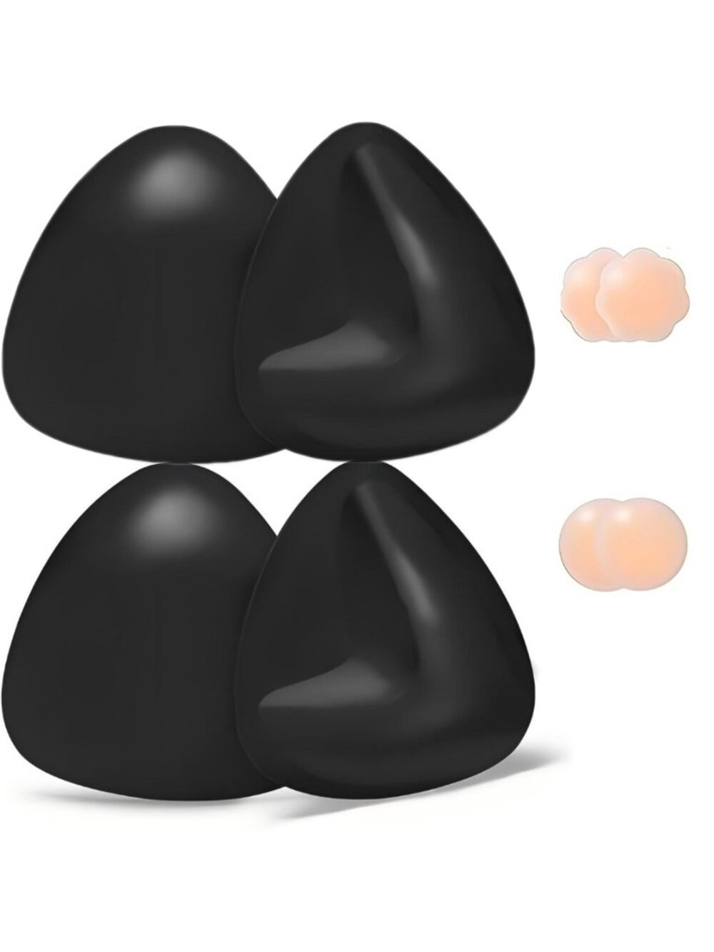 2 Pairs Black,A-B Cup,Double Sided Sticky Bra Inserts Reusable Push Up Bra Pads